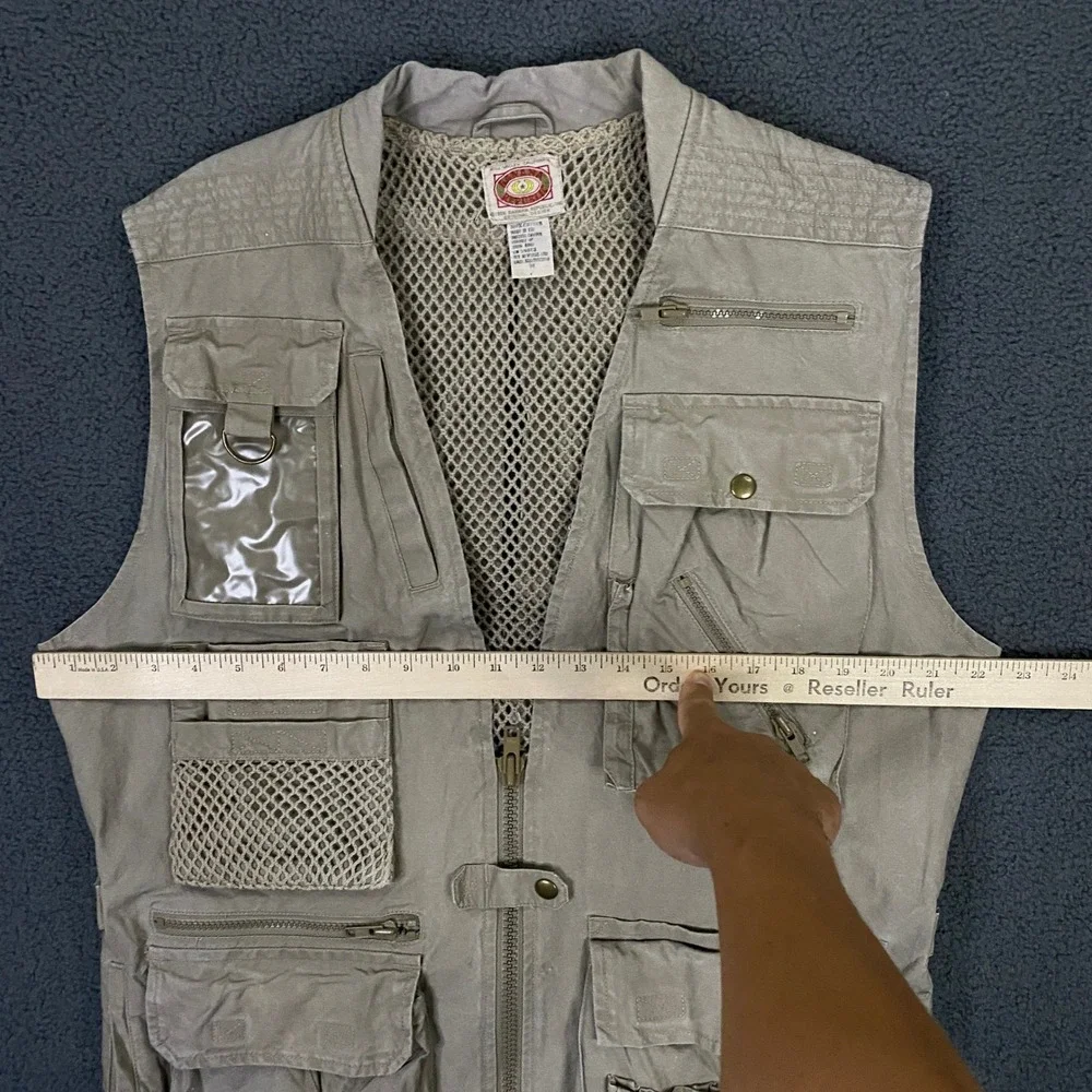 Vintage Banana Republic Safari Vest Mens Medium Khaki Hunt Bush Photographer Tan
